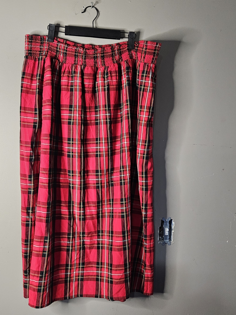 Old Navy Red Plaid Maxi Skirt with Smocked Waist